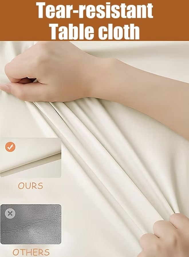 مفرش طاولة بنسيج جلد الخروف مقاس 140*200 سم، مقاوم للماء والطي، ومغلف طاولة مطهر ومقاوم للدهون للمطاعم - Image 3